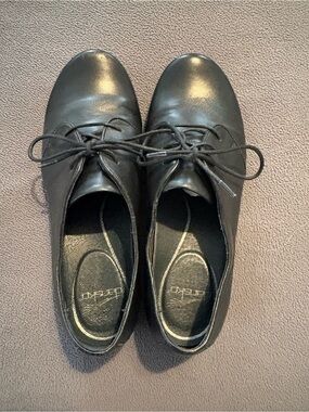 Dansko Black Leather Lace-Up Flats
